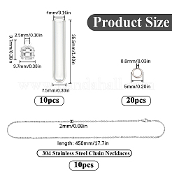 40個3スタイルの透明ガラスウィッシュボトルペンダントセット  銀  5~35.5x0.8~7.5mm  穴：2~3.4mm&nbsp;GLAA-SC0002-36