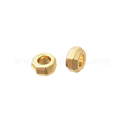 真鍮ビーズ  カドミウムフリー＆ニッケルフリー＆鉛フリー  八角形  18KGP本金メッキ  2.5x1.5mm  穴：1mm&nbsp;KK-K398-05A-G
