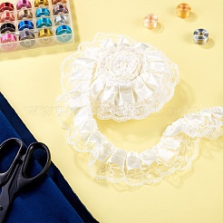 12.5ヤードのポリエステルレースリボン  洋服アクセサリー用  ホワイト  1-3/4インチ（43mm）&nbsp;OCOR-TA0003-85C