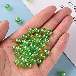 透明なアクリルビーズ  ABカラーメッキ  ラウンド  芝生の緑  8x7mm  穴：2mm  約1745個/500g&nbsp;MACR-S370-B8mm-734