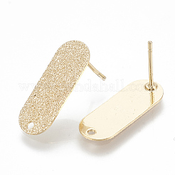 真鍮製スタッドピアスパーツ  カン付き  オーバル  ニッケルフリー  18KGP本金メッキ  21x8mm  穴：1.4mm  ピン：0.9mm&nbsp;KK-Q750-066G