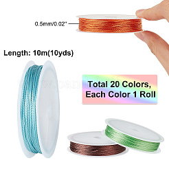 20ロール20色ポリエステル丸糸  クラフトタッセル作りに  ミックスカラー  0.5mm  約10.94ヤード（10m）/ロール  15プライ  1ロール/色&nbsp;OCOR-PH0002-64A