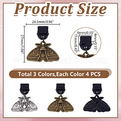 12個 3色プラスチック製携帯用防塵プラグ  合金ペンダント付き  昆虫  ミックスカラー  27mm  4個/カラー&nbsp;PALLOY-HY00089