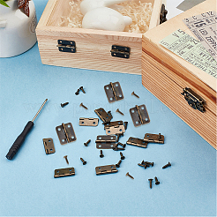 鉄製キャビネット引き出し用バットヒンジコネクター10袋  交換用ヒンジネジ付き  木箱アクセサリー  アンティークブロンズ  19x16x2mm  穴：2mm&nbsp;AJEW-GF0015-57