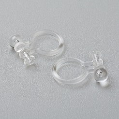 プラスチック製クリップ式イヤリングパーツ  穴開けないイヤリング  透明  11x8.5x1mm  穴：0.8mm&nbsp;X-KY-P001-10A