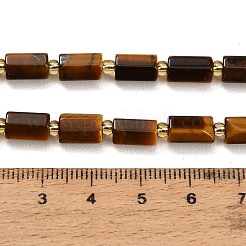 天然石タイガーアイビーズ連売り  多面カット  コラム  グレードA  シードビーズで  8.5~9.5x6~6.5x5.5mm  穴：1.2mm  約34~35個/連  14.84''~15.16''（37.7~38.5センチメートル）&nbsp;GG-CBA5B6F-C01-02