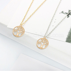 真鍮製ペンダント  命の木とフラットラウンド  18KGP本金メッキ  18x15x1.5mm  穴：1.2mm  16個/箱&nbsp;KK-HY0001-54