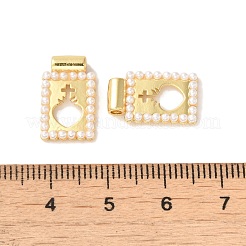 ラックメッキ真鍮＆アクリルパールペンダント  長持ちメッキ  カドミウムフリー＆鉛フリー  長方形チャーム  苺  16x10x3mm  穴：1.9mm&nbsp;X-KK-G488-05A-G
