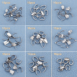 90個 9スタイル 304ステンレススチールペンダントピンチベイル  ステンレス鋼色  5~14x5~13.5x2~7.5  10個/スタイル&nbsp;STAS-UN0027-17