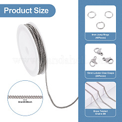 真鍮のツイストチェーンネックレス/ブレスレットのDIYキット  プラチナ＆ステンレス鋼色  2~10x2~6.5x0.5~3.5mm  穴：1~3mm&nbsp;DIY-TA0011-10