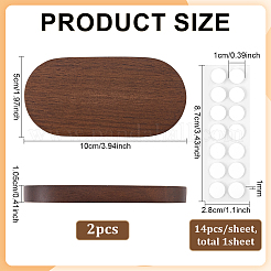 楕円形の木製ディスプレイ台座1個  ステッカー付き  ココナッツブラウン  10x5x1.05cm&nbsp;AJEW-WH0485-37A