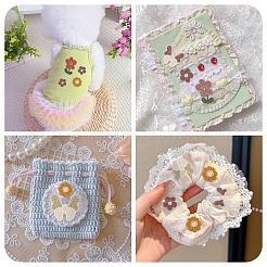 30個 6スタイルの花のコンピューター刺繍布アイロンパッチ  パッチにこだわる  マスクと衣装のアクセサリー  アップリケ  ミックスカラー  15~33x15~30x1.5~2mm  5個/スタイル&nbsp;PATC-TA0001-36B