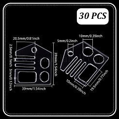 アクリル糸巻き板1セット  フロスボビン  クロスステッチ用糸オーガナイザーカード  透明  39x39x3mm  30個/セット&nbsp;FIND-PH0024-39B