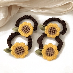 布の毛ネクタイ  女性の女の子のためのヘアアクセサリー  花  ゴールド  60mm&nbsp;PW-WGD1538-01