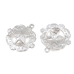 304ステンレスペンダント  スターのチャームを持つ花  ステンレス鋼色  30x28x4mm  穴：2mm&nbsp;SA-CBAE7EB-21P
