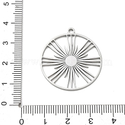 304ステンレスペンダント  フラットラウンド、サンチャーム付き  ステンレス鋼色  30x28x1.4mm  穴：2mm&nbsp;SA-CBAAC28-03P