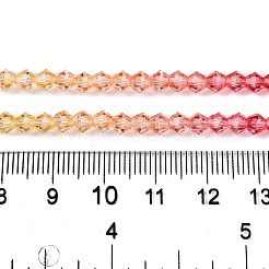 グラデーションカラーの焼き絵用塗料、ガラスビーズの束  多面カット  双円錐形  カラフル  6x5.5mm  穴：1.2mm  約47個/連  10.43''（26.5センチメートル）&nbsp;X1-DGLA-A039-T6mm-A03