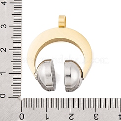 304ステンレスペンダント  ヘッドセットチャーム  ゴールデン·ステンレス鋼色  33~36x26.5x13mm  穴：4.5mm&nbsp;STAS-K283-08G