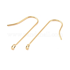 316サージカルステンレススチールピアスフック  垂直ループ付き  ゴールドカラー  28x3mm  穴：1.8mm  ピン：0.7mm&nbsp;X-STAS-E027-01B-G
