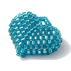 シードビーズ ビーズチャーム  ハートペンダント  ミディアムターコイズ  21.5x22x8mm  穴：4mm&nbsp;PALLOY-MZ00262-01