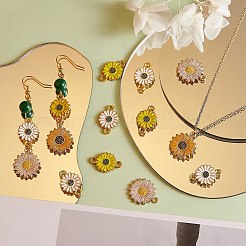 40個4スタイルゴールデントーン合金エナメルリンクコネクター  ラックメッキ合金エナメルペンダント付き  デイジーの花  ミックスカラー  20.5x13.5x2.5mm  穴：2mm  10個/スタイル&nbsp;ENAM-SZ0002-74
