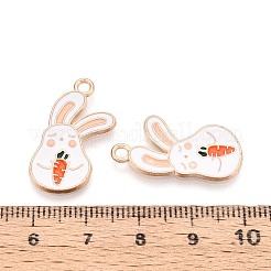 合金とエナメルのペンダント  兎  カドミウムフリー＆鉛フリー  ライトゴールド  ホワイト  25x16x1.5mm  穴：2mm&nbsp;PALLOY-T092-58