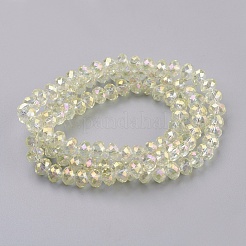 電気メッキガラスビーズセット  ABカラーメッキ  多面カット  ロンデル  シャンパンイエロー  6x4~5mm  穴：0.8~1mm  約80~85個/連  36~38cm&nbsp;X-GLAA-K027-02AB