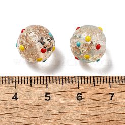 手作りの金砂の凹凸のあるランプワークビーズ  ラウンド  エナメル  ミックスカラー  12mm  穴：1.4mm&nbsp;LAMP-V001-04
