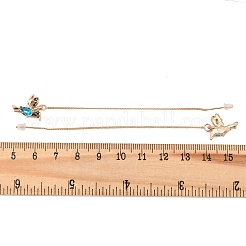 鳥合金ラインストーン耳糸  ゴールドカラー  ダークターコイズ  125x16mm&nbsp;FS-WG4B879-02