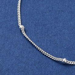 女性用スターリングシルバーサテライトチェーンブレスレット925個  銀  6-3/4インチ（17.3cm）  1mm&nbsp;BJEW-E101-01S-06