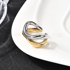304ステンレススチールのツートンカフリング  イオンプレーティング（ip）  ゴールデン·ステンレス鋼色  12.7mm  調整可能&nbsp;RJEW-Z110-04GP