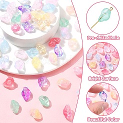 100個 10色透明スプレーペイントガラスビーズ  巻き貝  ミックスカラー  15~16x11x10~11mm  穴：1mm  10個/カラー&nbsp;GLAA-CJ0002-72