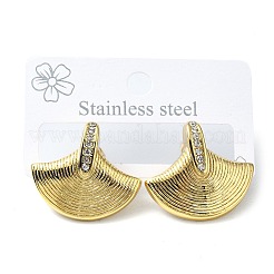 304ステンレススチールマイクロパヴェクリアキュービックジルコニアスタッドピアス（女性用）  葉  24x26.5mm&nbsp;EJEW-B112-02G-02