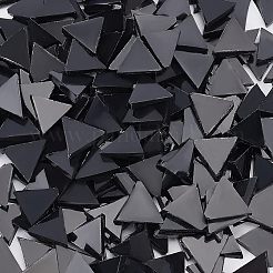 ガラスカボション  モザイクタイル  家の装飾やdiyの工芸品  三角形  ブラック  12.5~13x14.5~15x2.5~3mm  約200g/ボックス&nbsp;GGLA-OC0001-10A