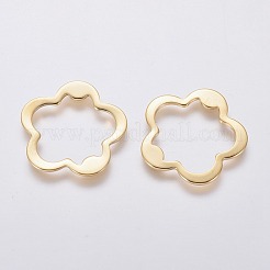 201 ステンレススチールリンクリング  花  ゴールドカラー  22x0.5mm&nbsp;STAS-L234-017G