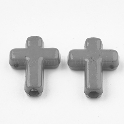 不透明なアクリルビーズ  クロス  グレー  16x12x4.5mm  約1230個/500g&nbsp;SACR-436-C35
