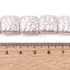 電気メッキ不透明ガラス模造真珠ビーズ連売り  正方形  ラベンダーブラッシュ  14x14x6mm  穴：1.2mm  約29個/連  16.02''（40.7センチメートル）&nbsp;EGLA-H113-03