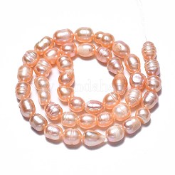 天然養殖淡水パールビーズ連売り  ライス  パールピンク  6.5~14.5x6~9mm  穴：0.8mm  約31~42個/連  14.09''~14.37''（35.8cm〜36.5cm）&nbsp;LS-PEAR-N012-06B