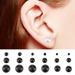 18ペア18スタイルABSプラスチック模造真珠スタッドピアス女性用  ブラック  3~15.5mm  ピン：0.6mm  1ペア/スタイル&nbsp;EJEW-AN0002-70