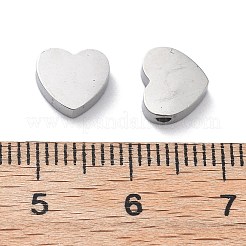 304ステンレススチールビーズ  ハート  ステンレス鋼色  7x8x2.5mm  穴：1.5mm&nbsp;STAS-P375-01P
