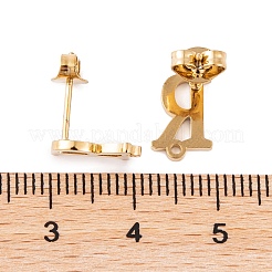 イオンプレーティング（IP）304ステンレススチールスタッドピアス  女性のための  文字r  11x7.5mm  穴：1mm  ピン：0.7mm&nbsp;FIND-Q103-01R-G