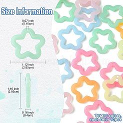 60色のイミテーションゼリーアクリルパーツ6個  スター  ミックスカラー  28.5x29.5x4mm  穴：1.8mm  10個/カラー&nbsp;FIND-YW0005-34