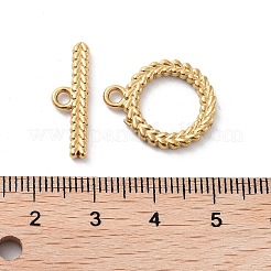 イオンプレーティング(IP) 304 ステンレススチール リング トグル クラスプ  18KGP本金メッキ  19x16x2mm  穴：2mm  バー：6.5x21x2mm  穴：2mm&nbsp;X-STAS-A092-09A-G