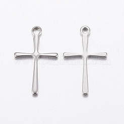 変色しにくい304ステンレススチールペンダント  クロス  ステンレス鋼色  16x9.5x0.8mm  穴：1mm&nbsp;STAS-L200-49P