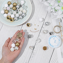 DIYジュエリーマーキングファインディングキット  uvメッキabsプラスチックビーズ  樹脂製ラインストーンビーズ  アクリルビーズ  アクリル模造パール  弾性水晶の線  合金製カニカン  ミックスカラー  19.5~20x19mm  穴：2mm&nbsp;DIY-PH0033-32