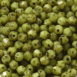 焼付塗装ガラスシードビーズ  双円錐形  黄緑  4.5x4mm  穴：1.1mm  約142個/10g&nbsp;X1-SEED-A032-02A-02
