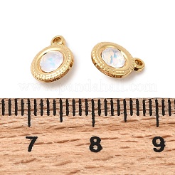 真鍮製ガラスチャーム  フラットラウンド  ニッケルフリー  18KGP本金メッキ  多面カット  透明  9x7.5x4mm  穴：1mm&nbsp;KK-P340-11G-01