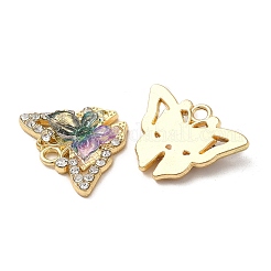 ラックメッキ合金ペンダント  ラインストーンやアクリルで  蝶のチャーム  ミックスカラー  15x20x4.5mm  穴：2mm&nbsp;PALLOY-M216-05G