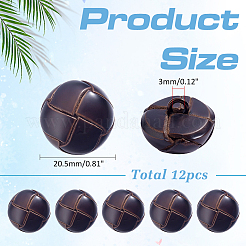牛革シャンクボタン12個  半円  1穴  ココナッツブラウン  20.5x15.5mm  穴：3x2.5mm&nbsp;BUTT-ME0001-41B