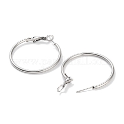 変色しないリング 304 ステンレススチール フープピアス 女性用 男性用  ステンレス鋼色  12ゲージ  29x2mm  ピン：0.6mm&nbsp;EJEW-B049-02B-P